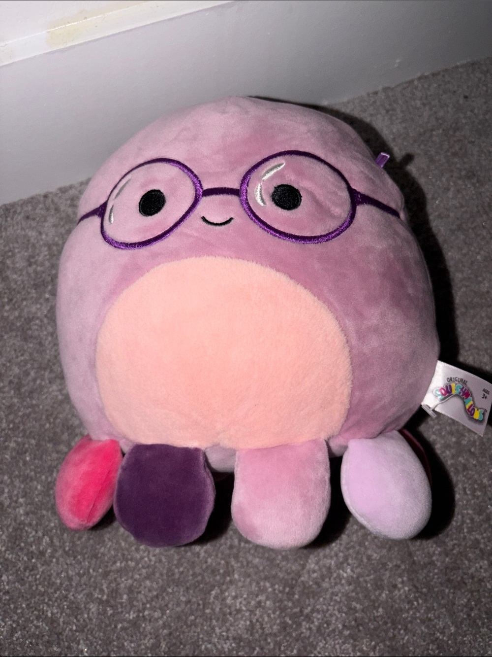 Squishmallows-Style Pink & Purple Octopus Plush with Glasses